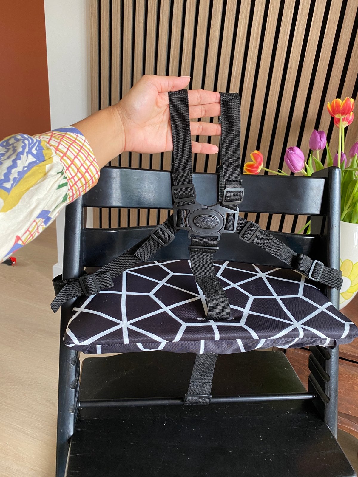 Zwarte tuigje voor kinderstoel stokke tripp Trapp, Ophalen of Verzenden, Nieuw, Meegroeistoel, Gordel(s)