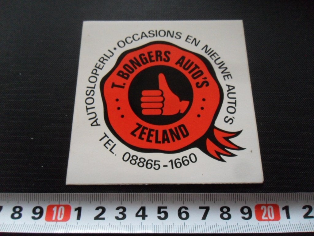 sticker Zeeland T. BONGERS AUTO'S autosloperij Occasions, Ophalen of Verzenden, Zo goed als nieuw