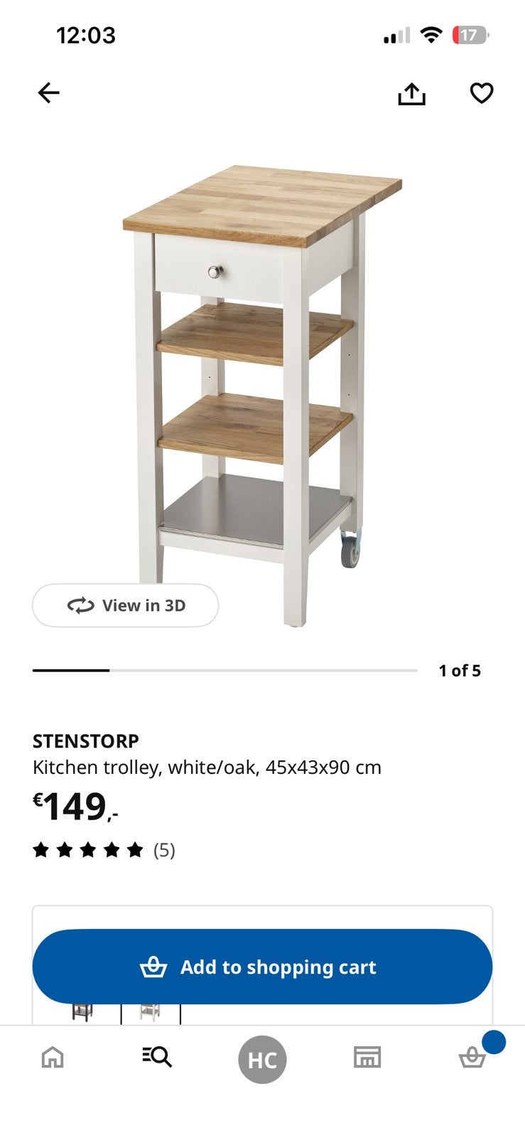 Ikea STENSTORP Roltafel rolling table, Ophalen, Zo goed als nieuw