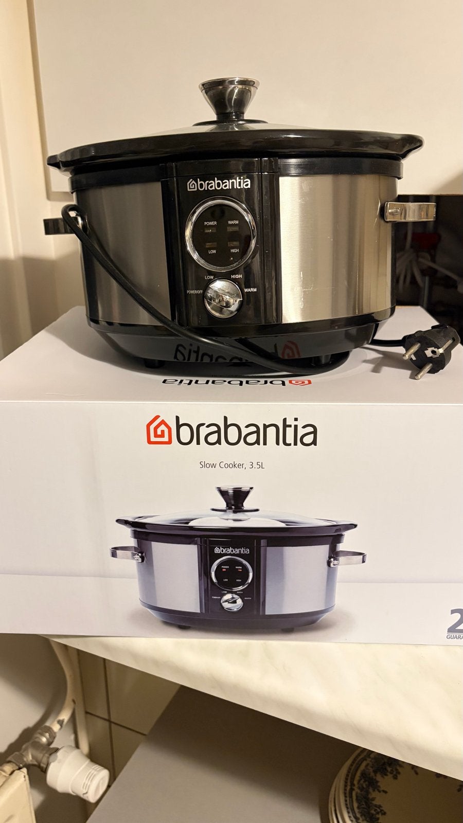 Brabantia Slow Cooker 3.5L - Zilver/Zwart, Ophalen, Zo goed als nieuw