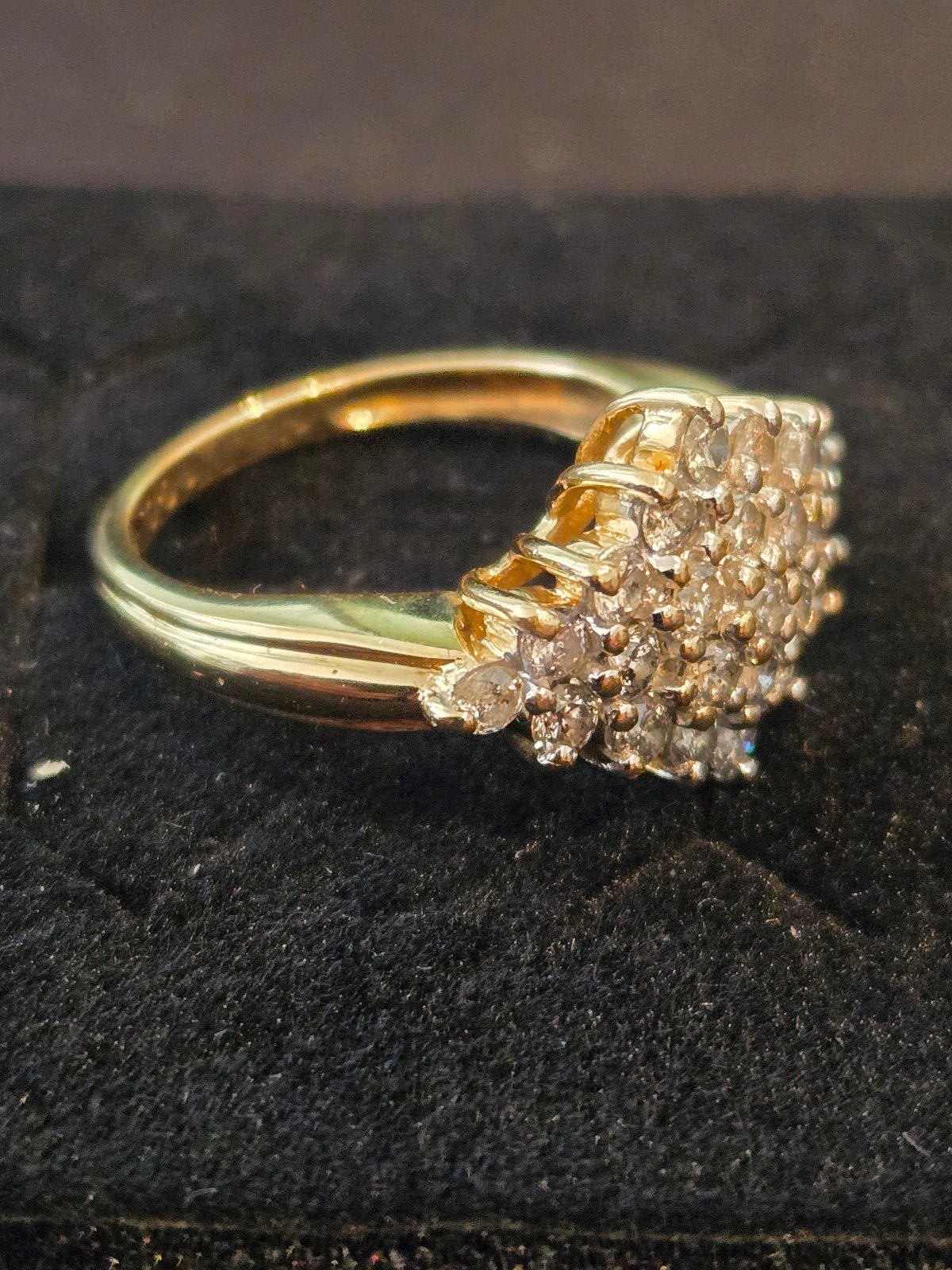18K gouden ring met diamanten cluster - ca 1.00crt, Ophalen of Verzenden, Met edelsteen, Dame, Goud