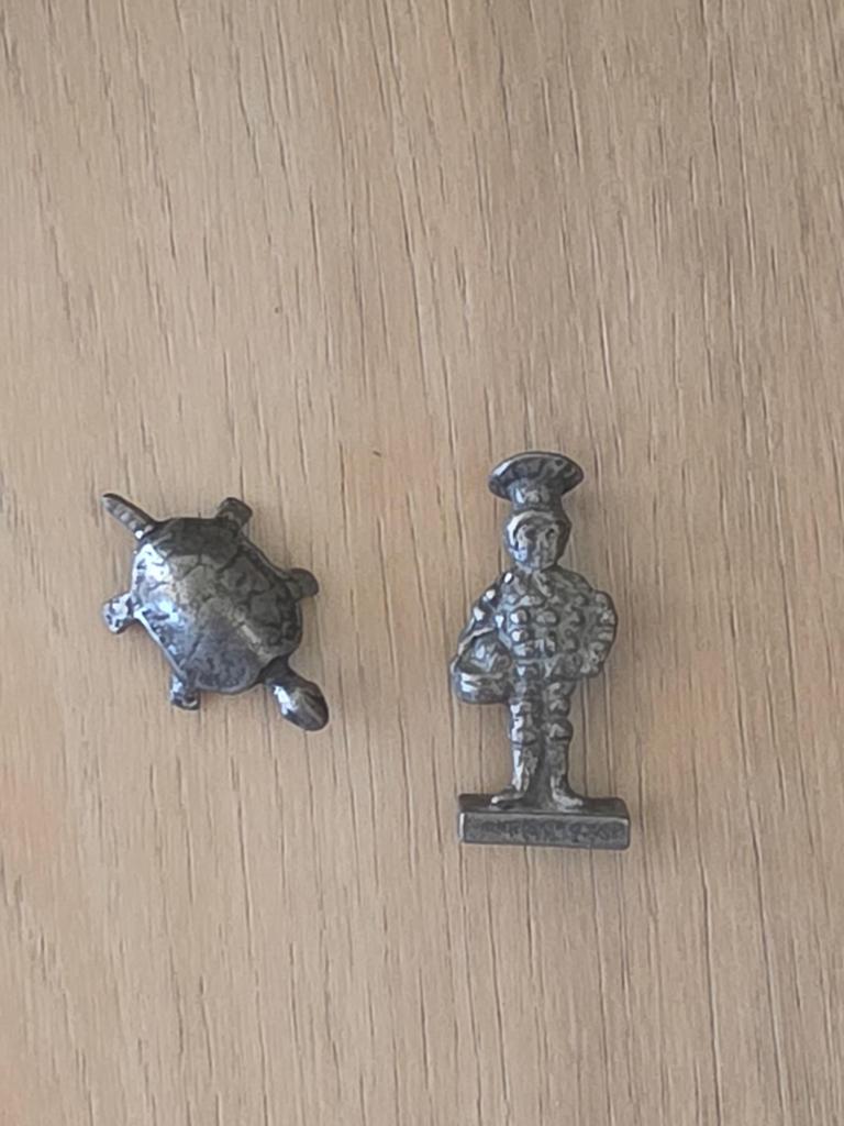 Tinnen miniatuur figuurtjes: schildpad en Flipje Tiel, Verzamelen, Ophalen of Verzenden, Gebruikt