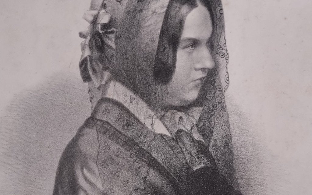 Litho portret Maria Manning naar daguerreotypie, 1849, Origineel, Ophalen, Portret en Figuren, Lithografie