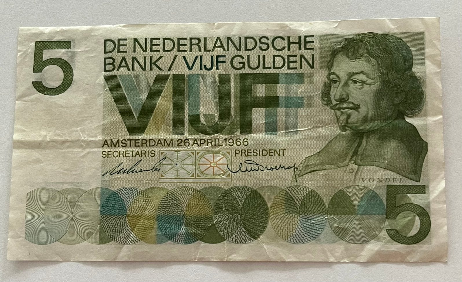 Nederland 5 gulden 1966 lichtgebruikte staat, Postzegels en Munten, Bankbiljetten | Nederland, Verzenden, 5 gulden, Los biljet
