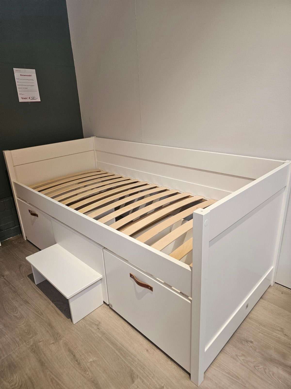 Coolkids kajuitbed 90x200 inclusief opbergbak + opstapje wit, Ophalen, 85 tot 100 cm, Zo goed als nieuw, Lattenbodem