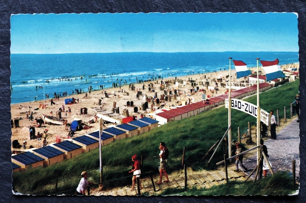 Egmond aan Zee, Strand, Bad-Zuid, 1962, NL vlaggen, Verzenden, 1960 tot 1980, Gelopen, Noord-Holland