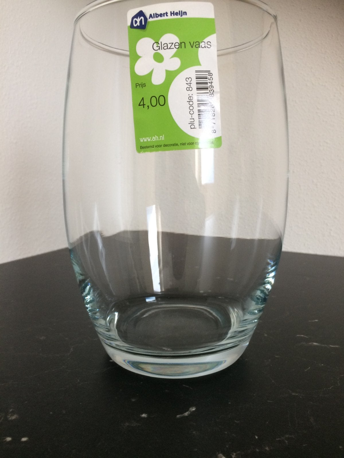 Glazen vaas 21 cm hoog Nieuw nooit gebruikt, Ophalen, 21 cm, Transparant, Nieuw