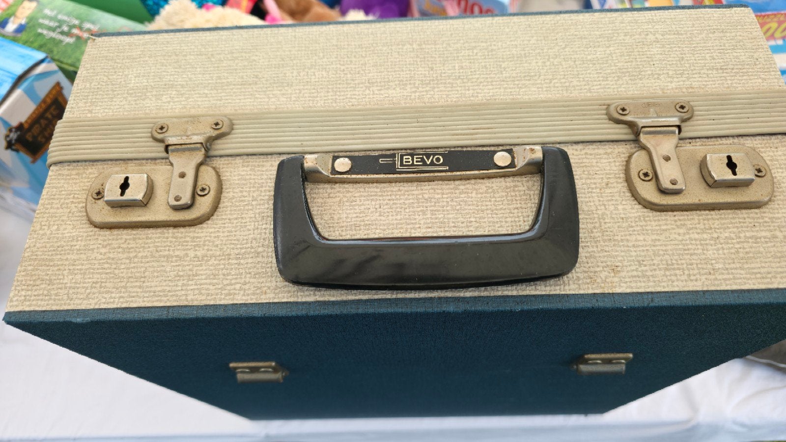 Vintage Bevo Koffer - Blauw/Beige, Ophalen of Verzenden, Gebruikt, Overige merken