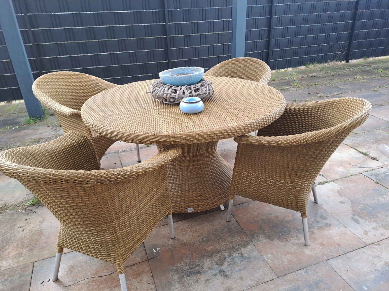 Casual Living Wicker tuinset met ronde tafel en 4 stoelen‼️, Tuin en Terras, Tuinsets en Loungesets, Ophalen, 4 zitplaatsen, Gebruikt