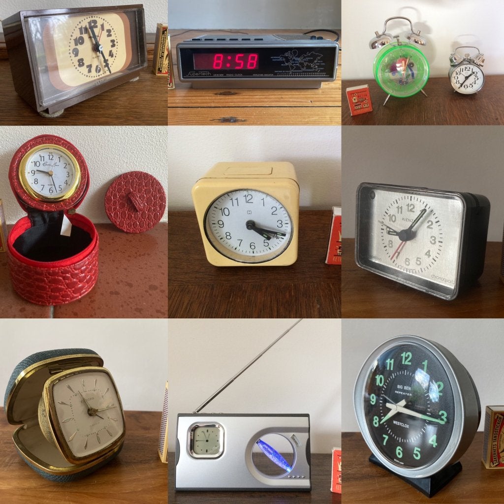 Div. vintage wekkertjes reiswekkertje klokje wijzers wekker, Gebruikt, Vintage, Zichtbaar uurwerk, Ophalen of Verzenden