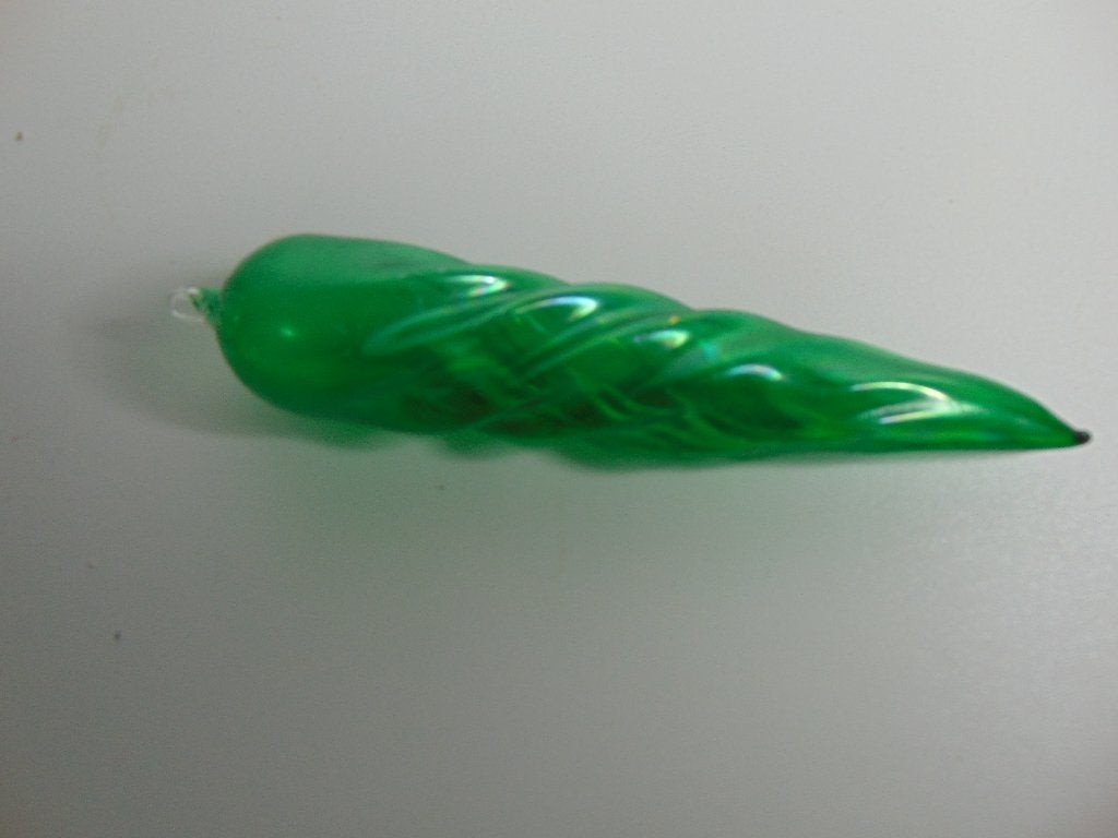 Robuuste antieken glazen groenen kerst ornament ijspegel, Ophalen of Verzenden, Gebruikt