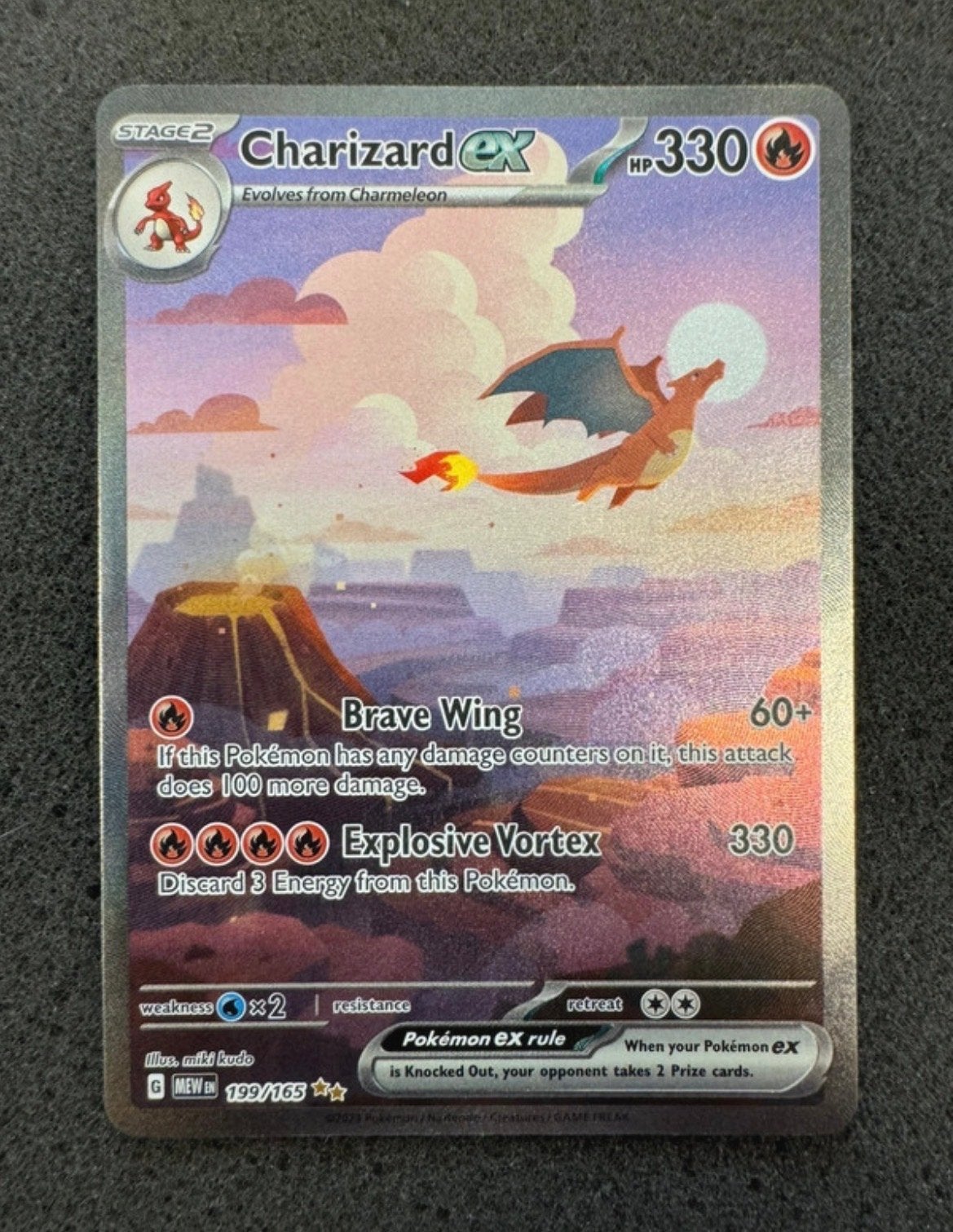 Charizard ex 199/165 Pokémon kaart, Ophalen of Verzenden, Nieuw, Losse kaart, Foil