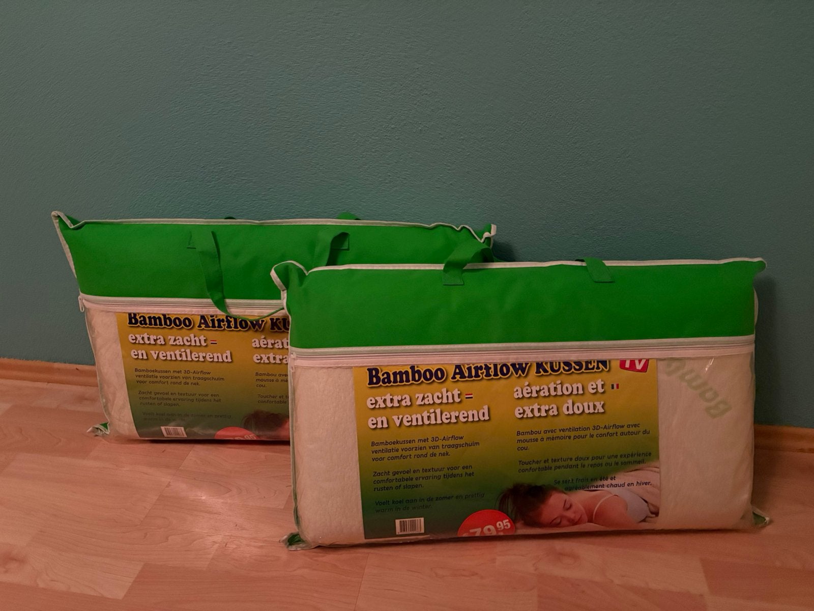 2x bamboo hoofdkussen gloednieuw, Ophalen, Eenpersoons, Wit, Zo goed als nieuw