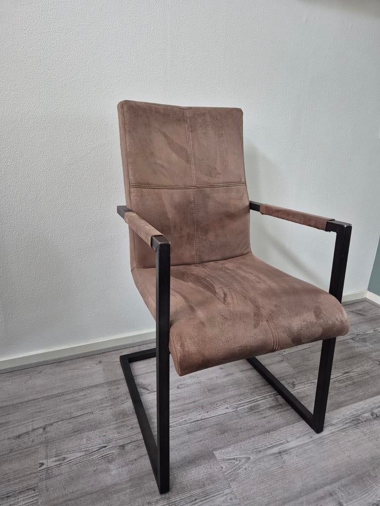 Industriële eettafel stoelen met vintage frame, Ophalen, Bruin, Vier
