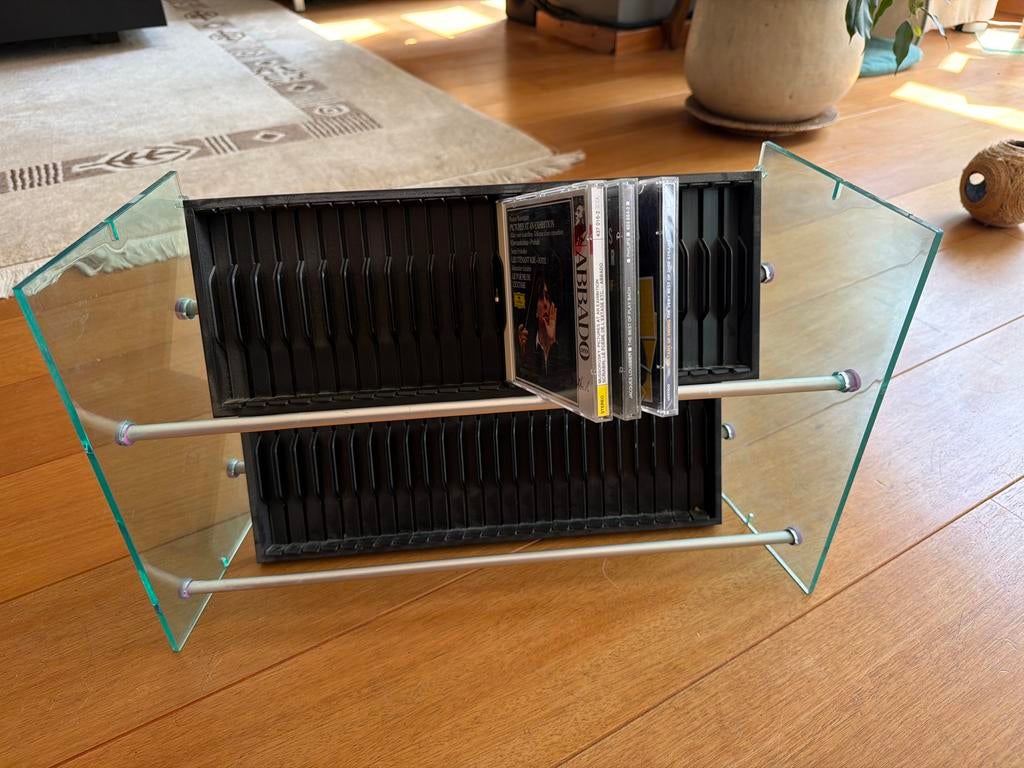 5 CD-rekken stapelbaar kunststof metaal - bladeren door cd’s, Ophalen of Verzenden, 25 tot 75 discs, Cd's, Glas