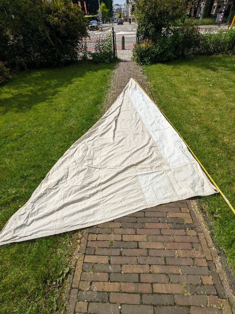 Fok, voorlijk van 475 cm, voor klassieke boot, katoen, Ophalen, Gebruikt, Genua of Fok, Minder dan 15 m²