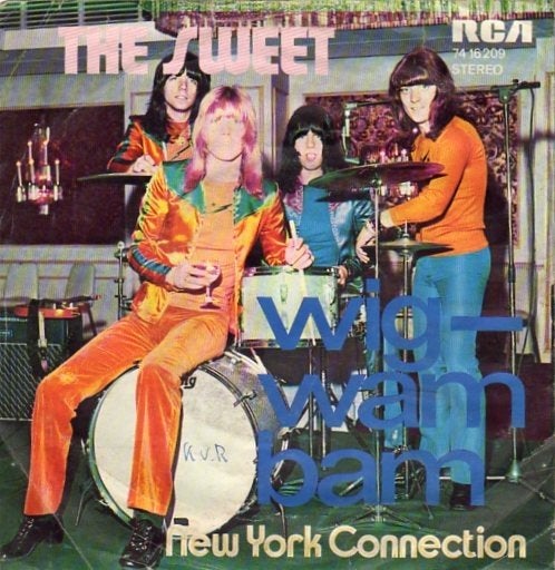 VERKOCHT The Sweet : Wig wam bam (1972), Gebruikt, Fotohoes, 7 inch, Ophalen of Verzenden