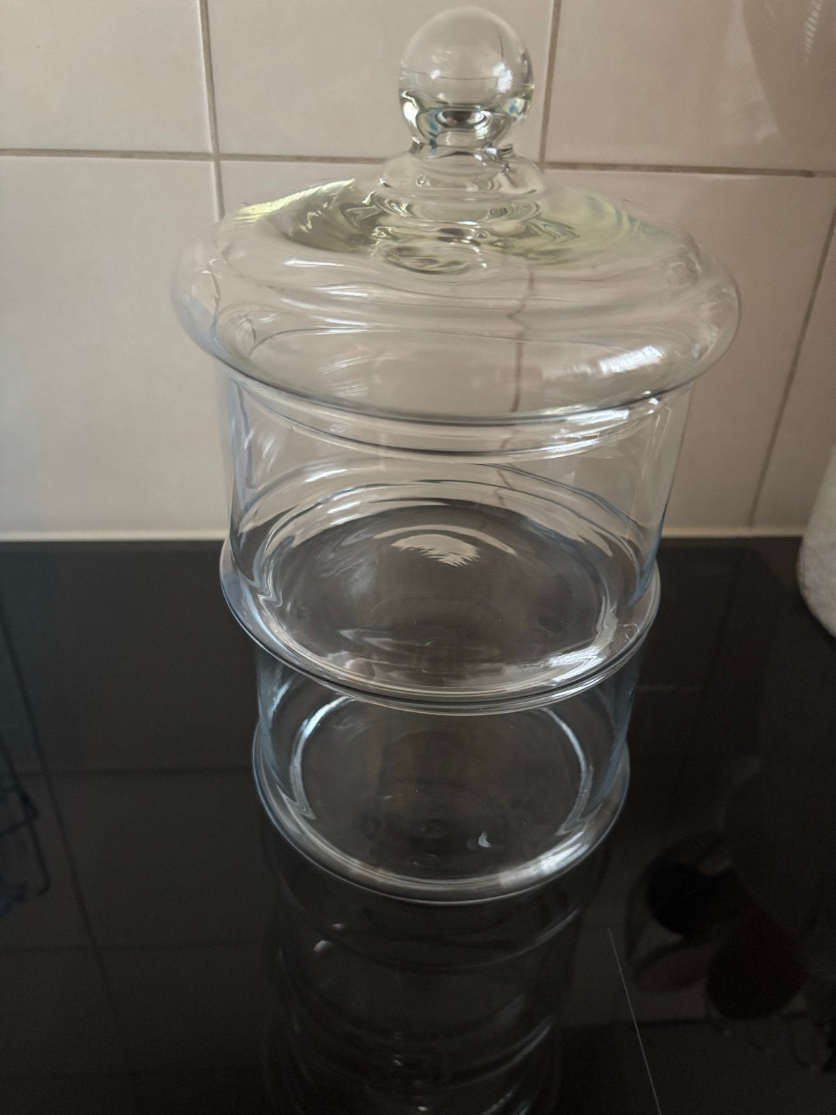 Glazen voorraadpot met deksel - 2 lagen, Ophalen, Zo goed als nieuw, Glas, Modern