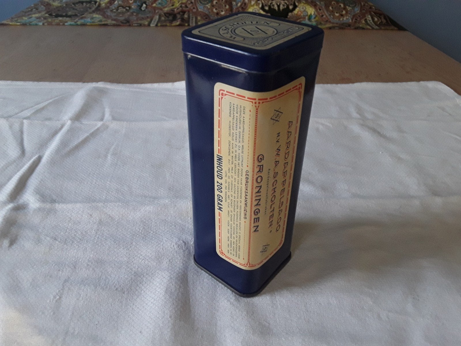 Blik van W.A.Scholten Groningen.Aardappelsago. VintageJr.60, Ophalen of Verzenden, Overige