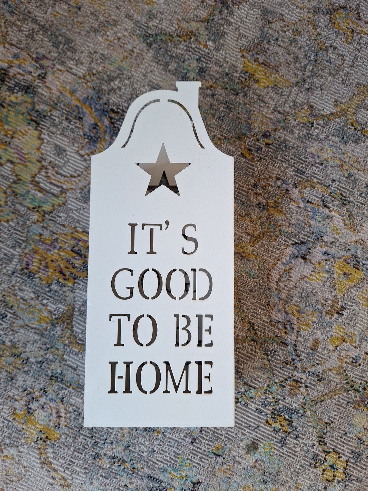 Decoratieve opberger 'It's Good To Be Home', Ophalen, Gebruikt, Landelijk, Metaal