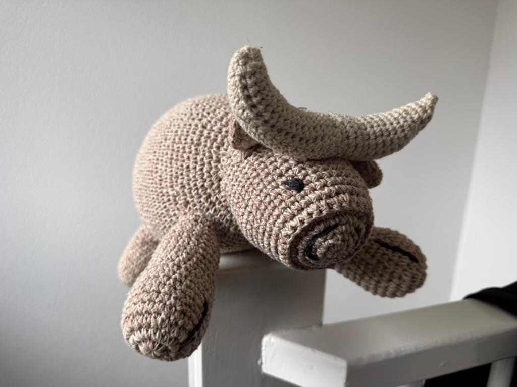 Handgemaakte gehaakte stier knuffel voor baby/kleinkind, Ophalen, Handgemaakt, Overige typen, Nieuw