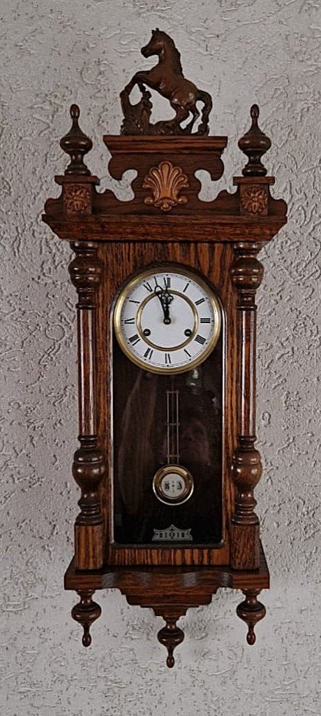 Prachtige Antieke Paardjesklok / Regulateur, Ophalen
