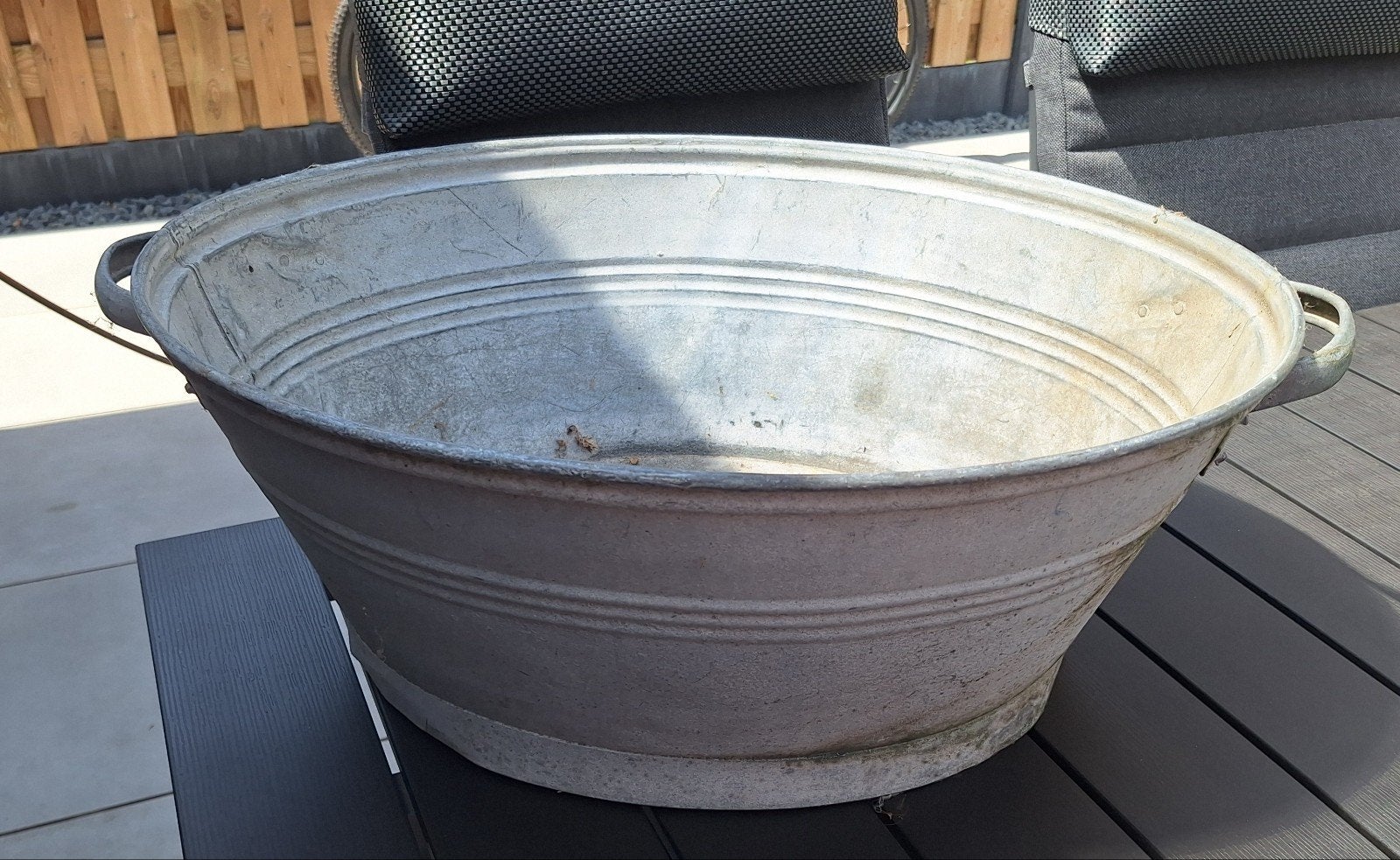 Grote ovale zinken teil - Vintage wasbak/plantenbak, Ophalen