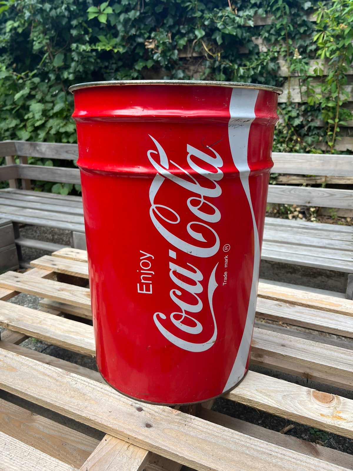 Metalen Coca Cola Vintage prullenbak, Ophalen, Gebruikt, Gebruiksvoorwerp