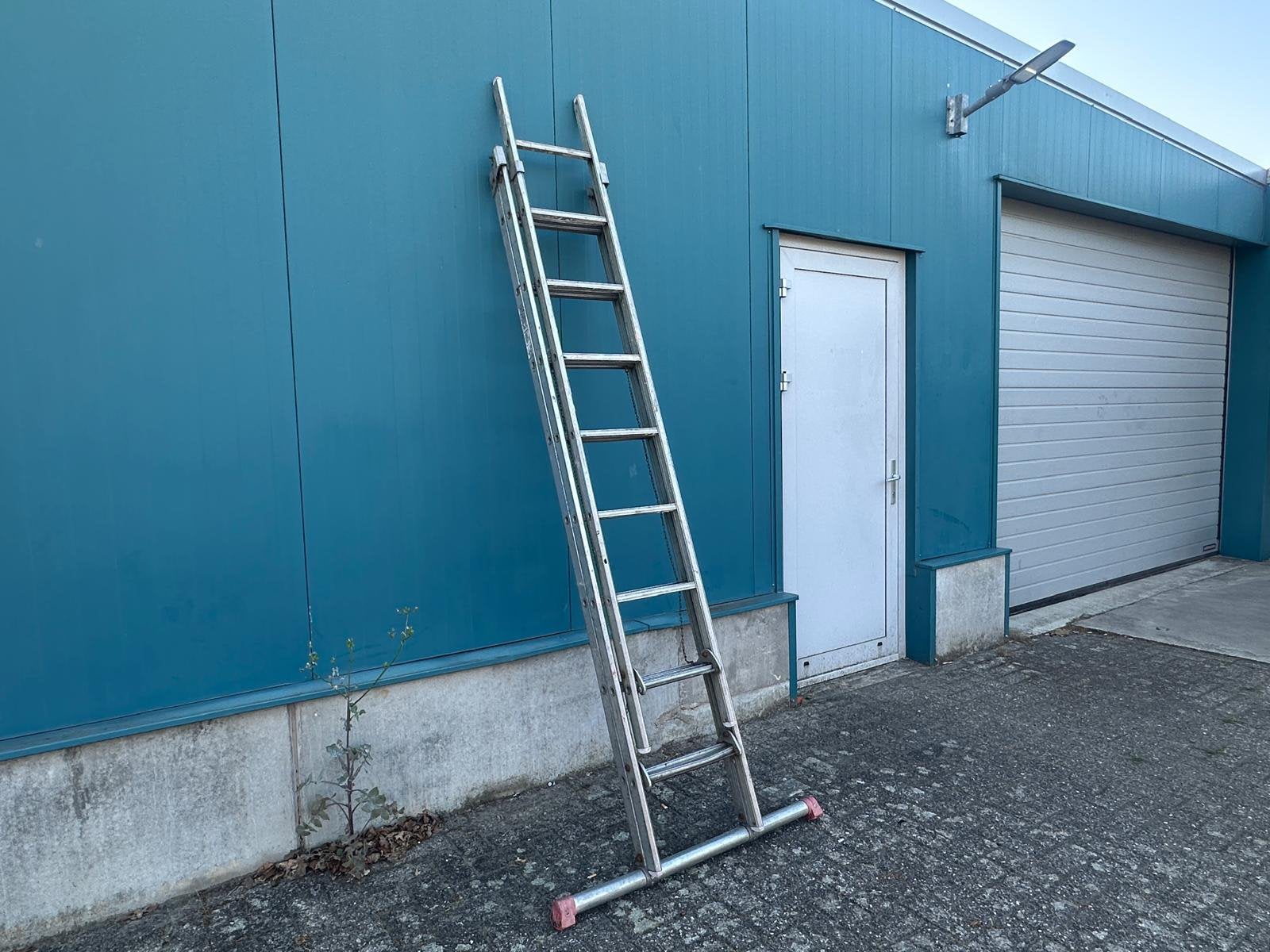Aluminium uitschuifbare ladder 3delig, Doe-het-zelf en Verbouw, Ladders en Trappen, Ophalen, Gebruikt, Ladder, Opvouwbaar of Inschuifbaar