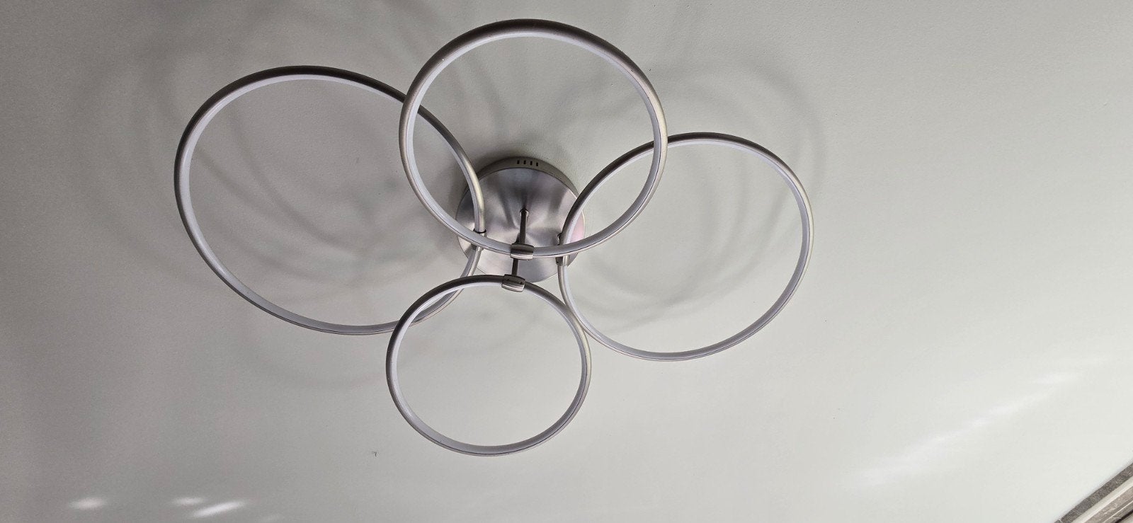 Moderne LED RVS Plafondlamp met 4 Ringen - Dimbaar, Ophalen, Zilver, Dimbaar, Modern