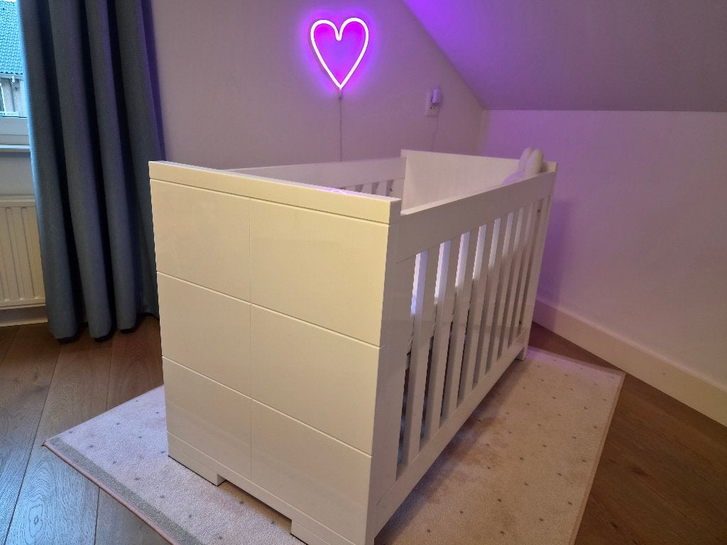 Babykamer Compleet - Wit Hoog glans - Interbaby, Ophalen, Zo goed als nieuw, Ledikant
