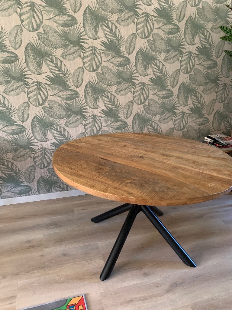 Ronde tafel, Huis en Inrichting, Tafels | Eettafels, Ophalen, Rond, Zo goed als nieuw, Vijf personen of meer
