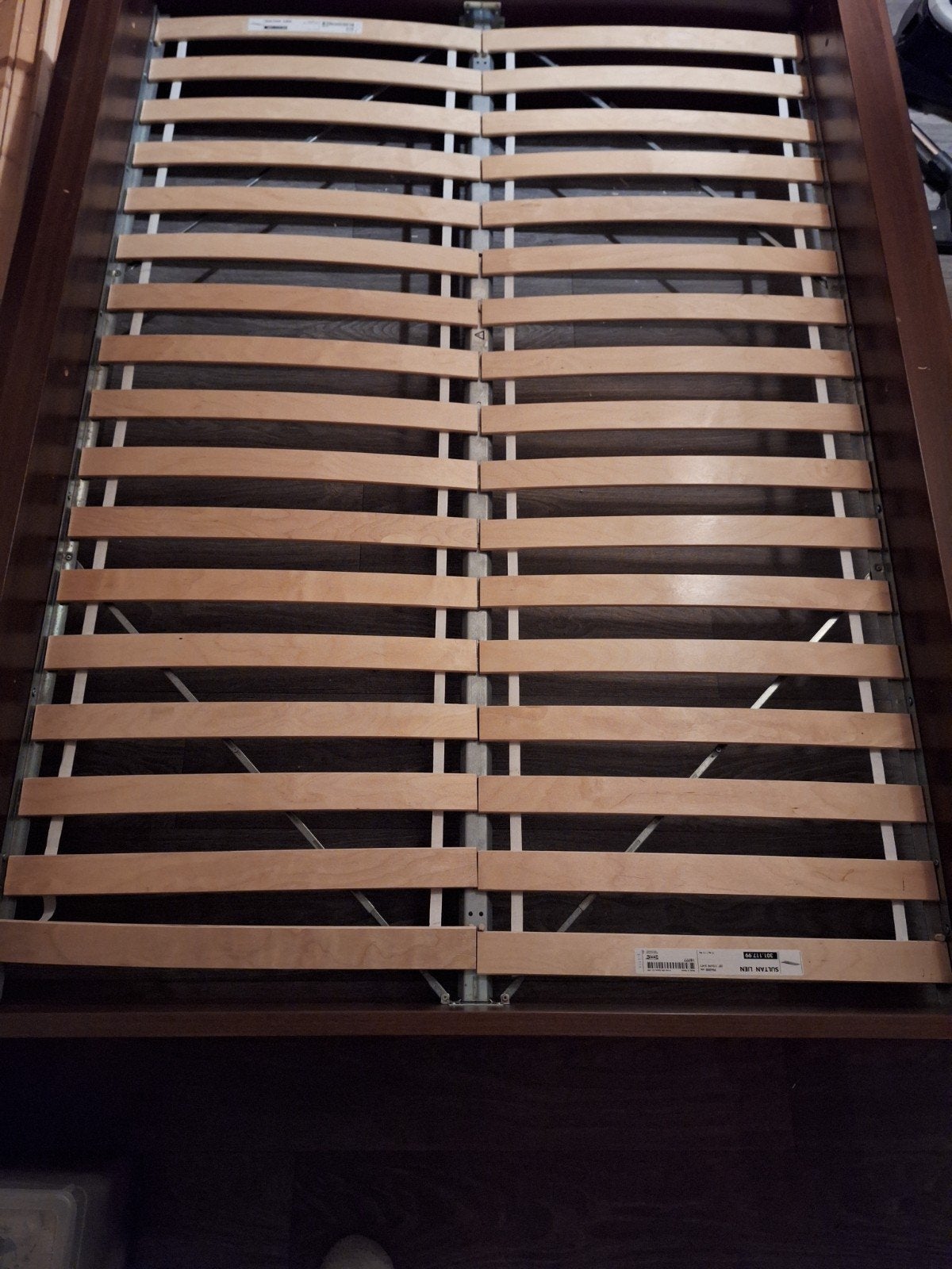 IKEA Tweepersoonsbed 140x200 cm met lattenbodem, Ophalen, Gebruikt, Bruin, Tweepersoons