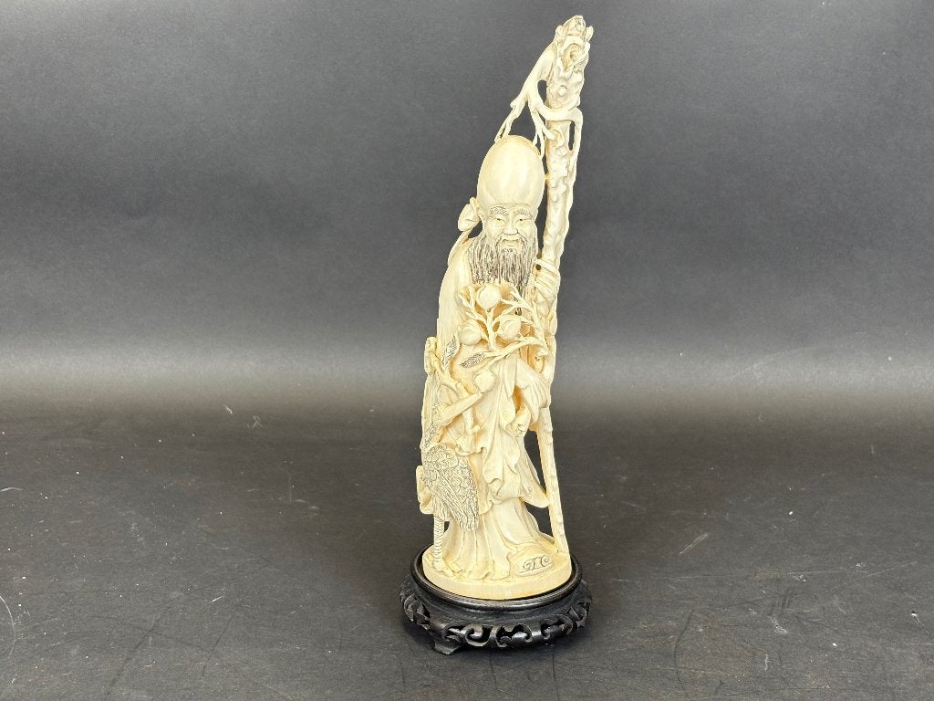 Chinese ivoren Shou Lao — God van de Lange Levensduur Cites, Ophalen, 20 - 50 cm, Overige materialen, Beeld
