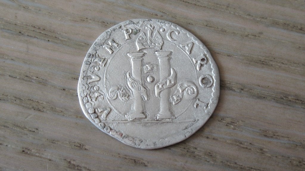 Zilveren 8 Soldi 1535/1556 Karel V / Italie / bodemvondst, Postzegels en Munten, Munten | Nederland, Vóór koninkrijk, Zilver, Losse munt