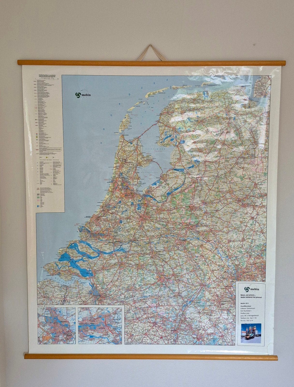 Grote Landkaart Nederland - Nubin, 92x110cm, 2000 tot heden, Ophalen of Verzenden, Nederland, Landkaart