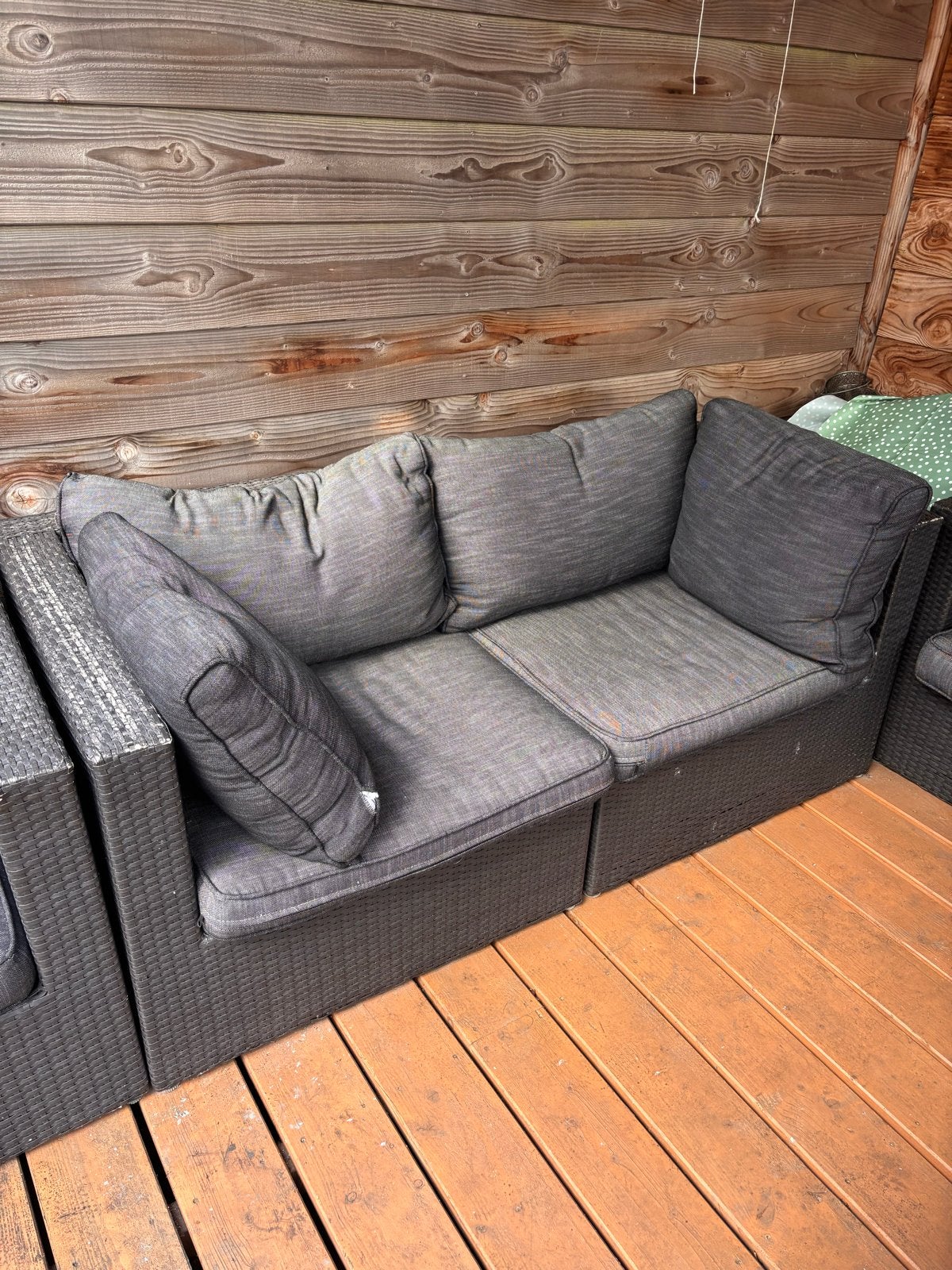 Loungeset met 2 fauteuils, bank en hocker - Inclusief kussen, Tuin en Terras, 5 zitplaatsen, Gebruikt, Ophalen of Verzenden, Loungeset