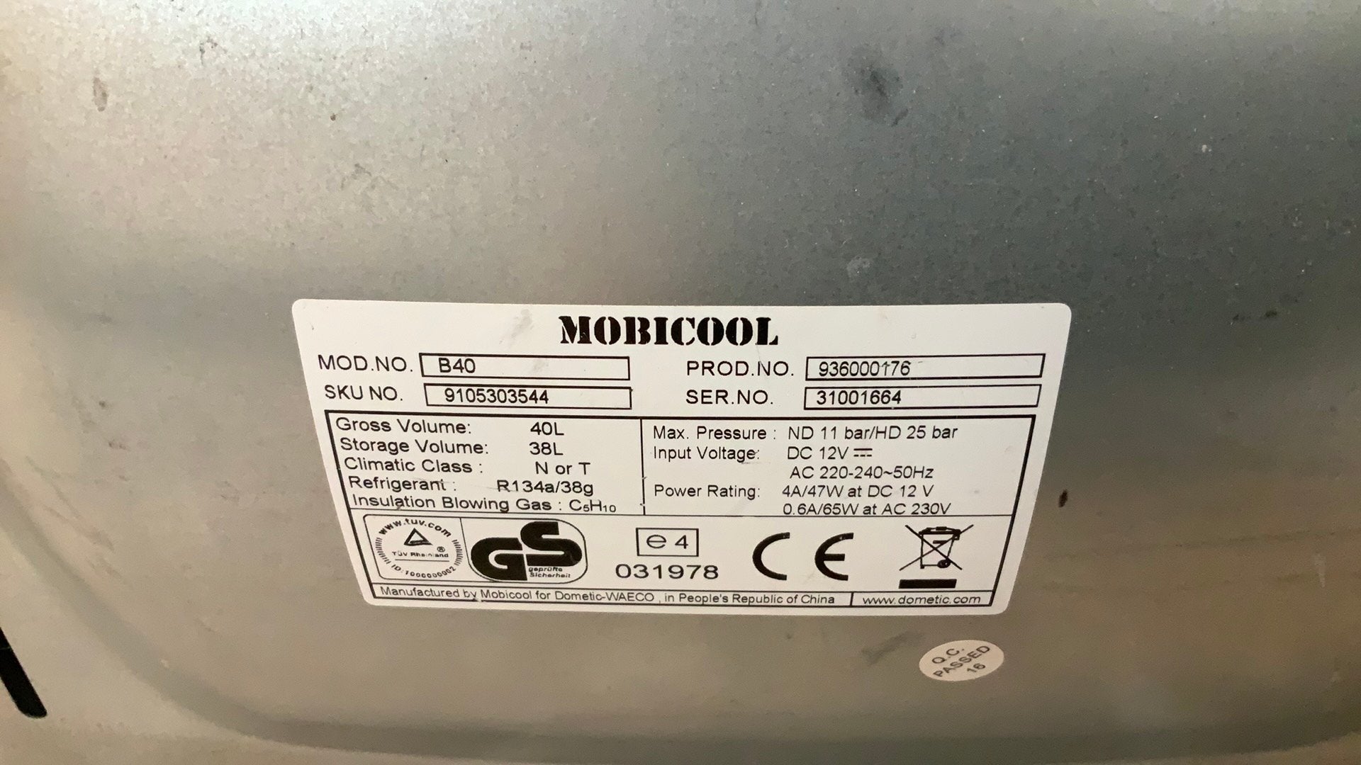 Mobicool Koelbox inhoud B40, 38/40 liter., Caravans en Kamperen, Ophalen, Gebruikt, Elektrisch
