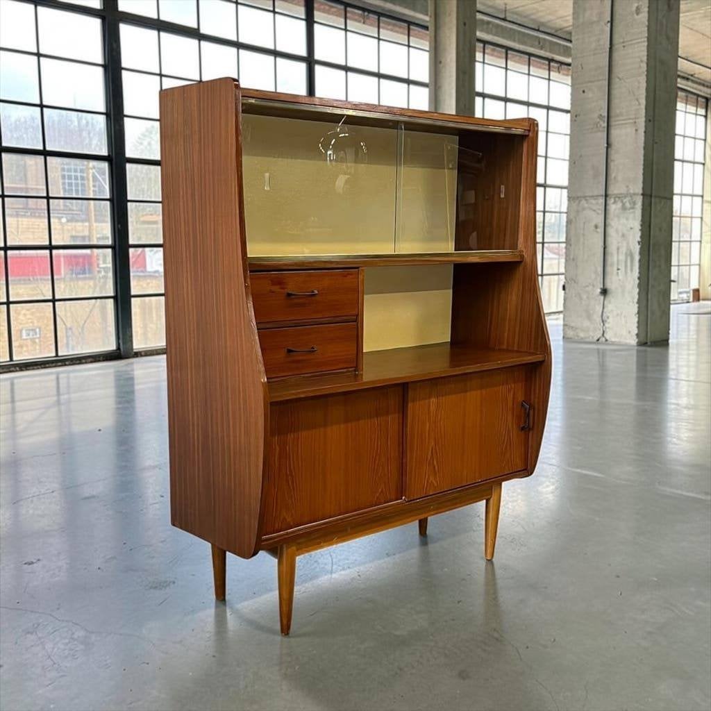 Vintage houten vitrine / barkast / wandmeubel, Ophalen, Gebruikt, 50 tot 70 cm, 105 cm of meer