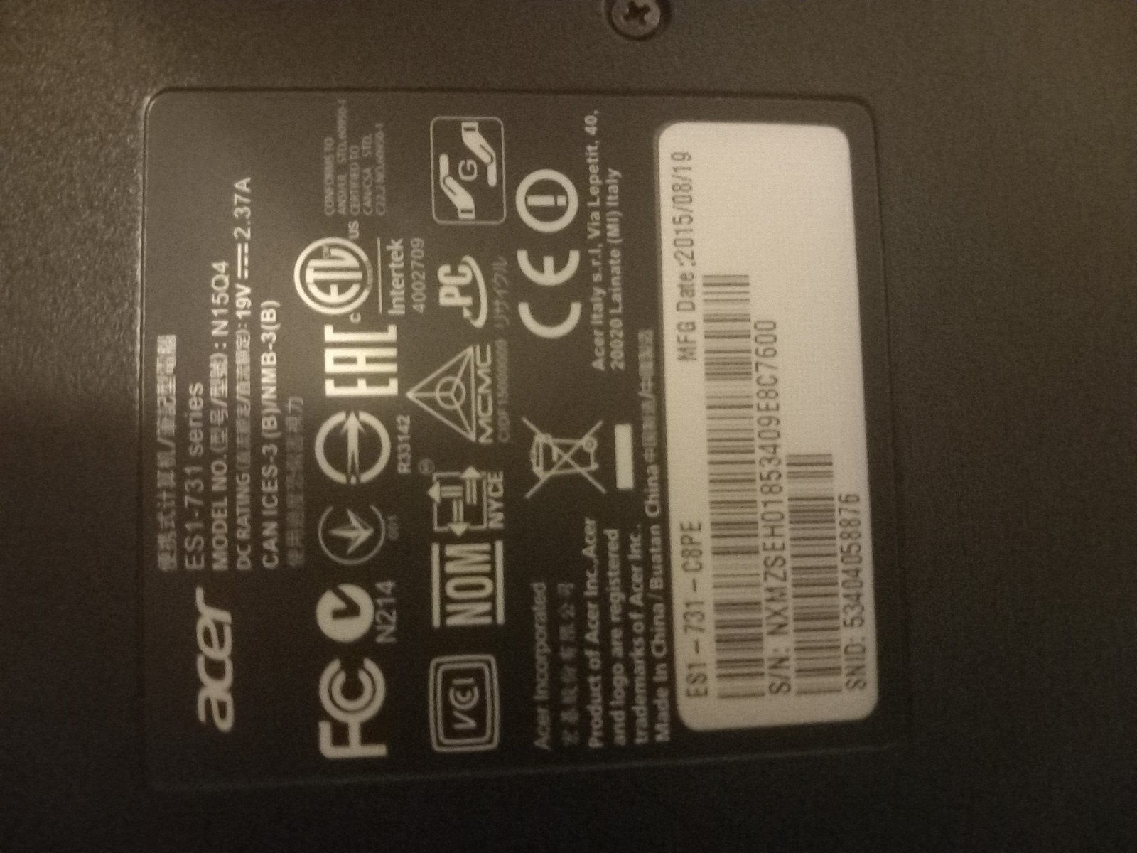 Acer ES1-731 Laptop werkt, Computers en Software, Ophalen, Gebruikt, Qwerty, Minder dan 2 Ghz