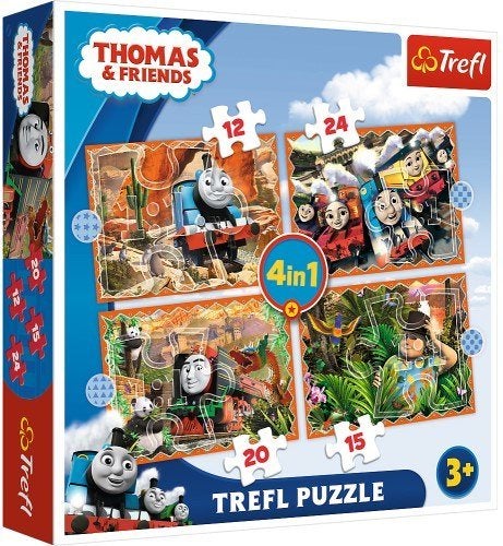 Trefl: Thomas de Trein 4 in 1 puzzel, Kinderen en Baby's, Speelgoed | Kinderpuzzels, 10 tot 50 stukjes, ., Nieuw, Ophalen of Verzenden