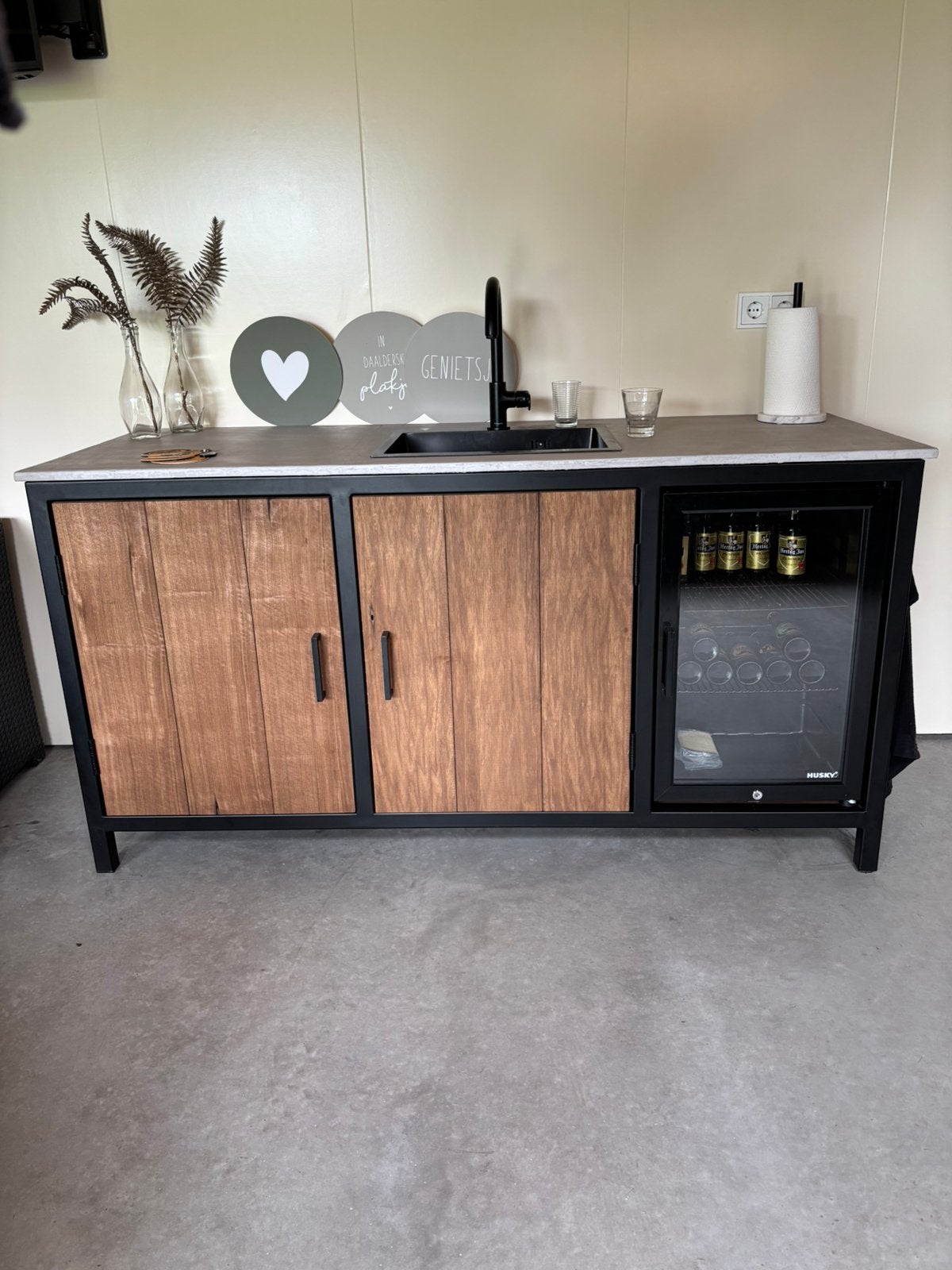 Luxe stalen buitenkeuken / Thermo Fraké, Tuin en Terras, Ophalen, Zo goed als nieuw, Houtskool