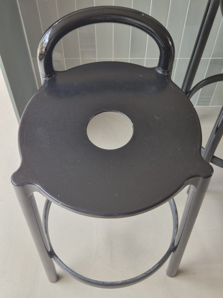 Retro Kartell polo krukken van Anna Castelli, Huis en Inrichting, Ophalen, Kunststof, Met voetsteun, 60 tot 90 cm