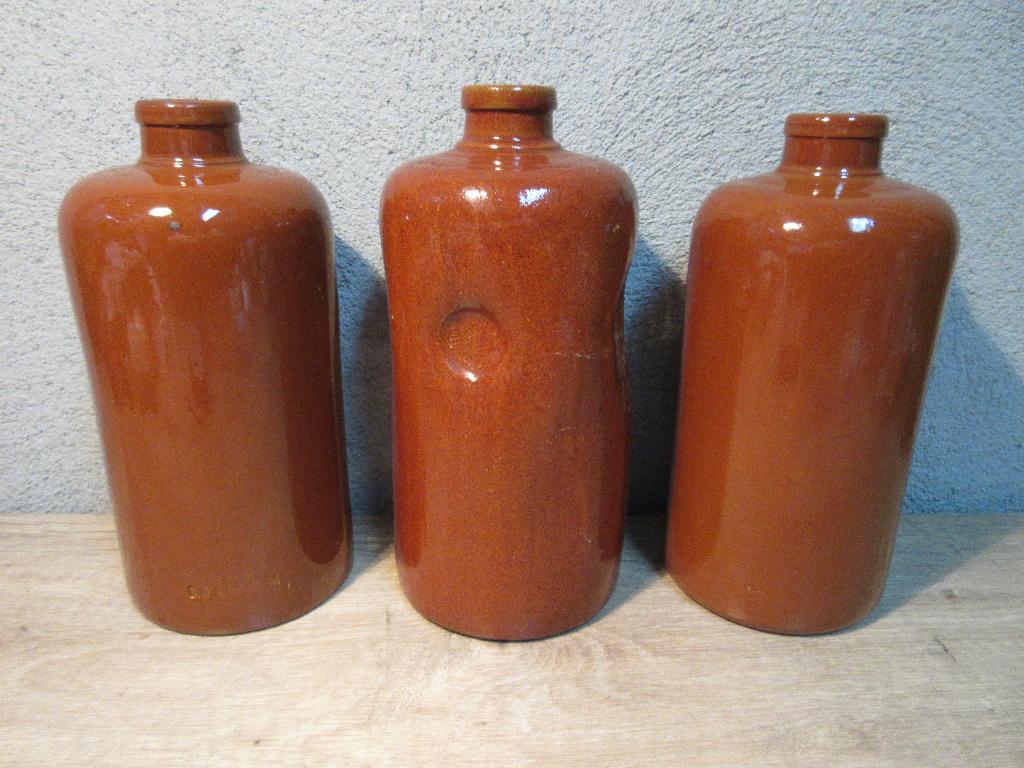 Geglazuurde aardewerk flessen jeneverfles ginfles, Ophalen of Verzenden