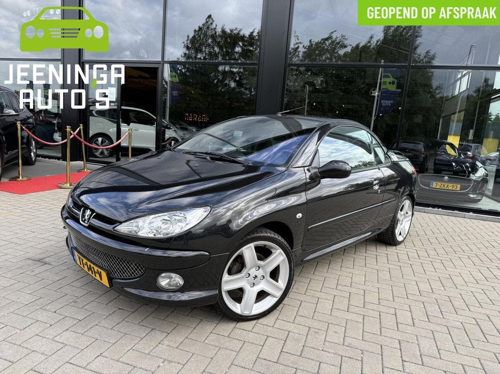 Peugeot 206 CC 1.6-16V RC-Line |Airco|Stoelverwarming, Voorwielaandrijving, Stof, Gebruikt, Zwart