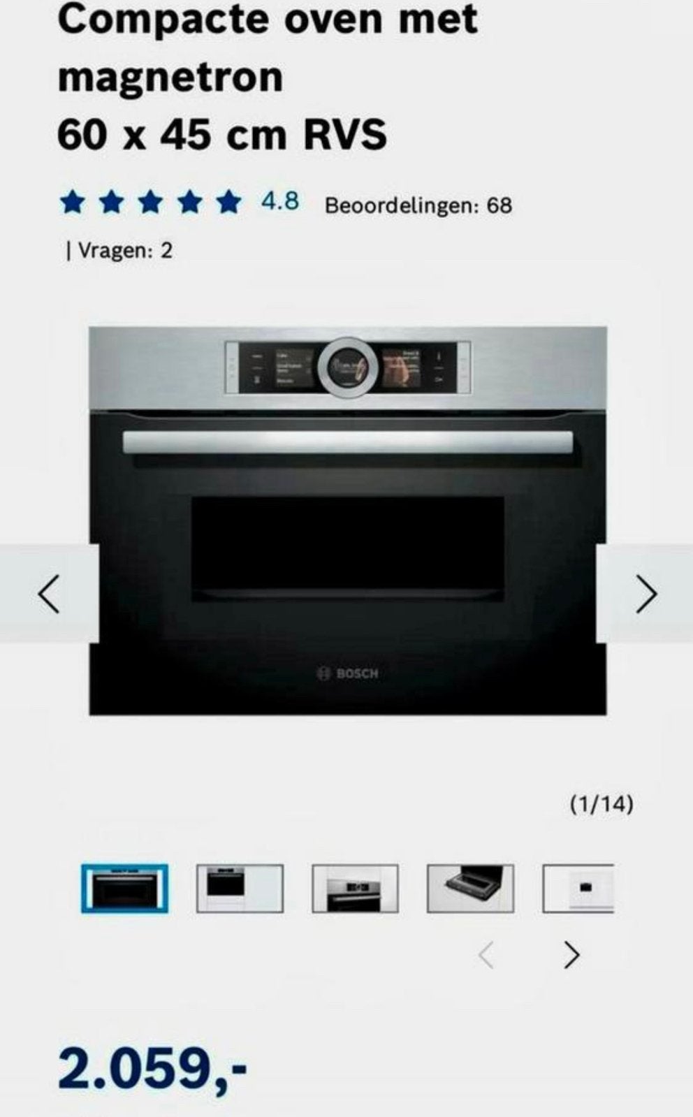 ZGAN !!!!BOSCH inbouw Combi oven/Magnetron CMG836BS1, Witgoed en Apparatuur, Combimagnetron, Ophalen of Verzenden, Zo goed als nieuw