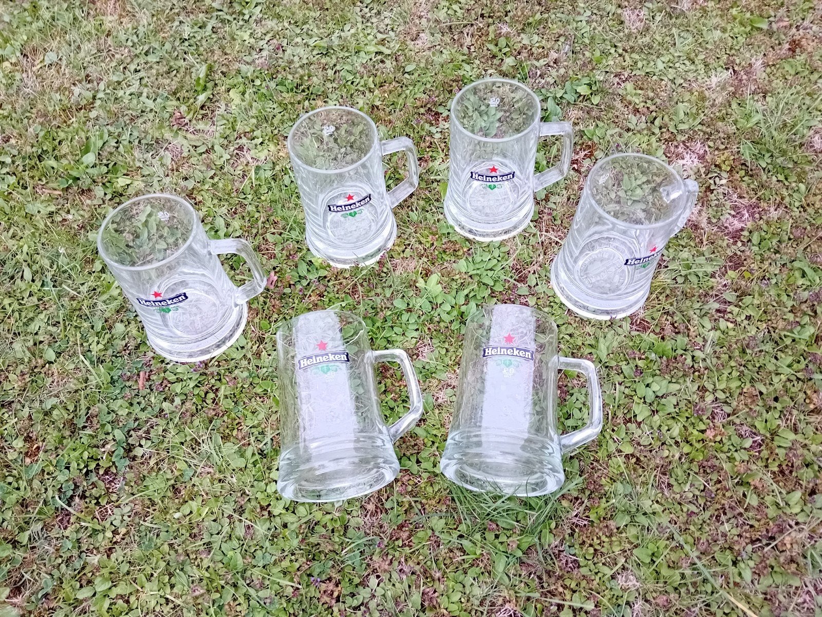 6 grote bier pul ...heineken glazen ., Ophalen
