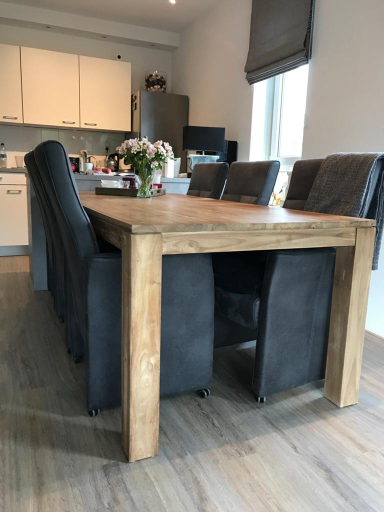 Teak houten eettafel 100x220 cm, Ophalen, Gebruikt, Bruin, Hout