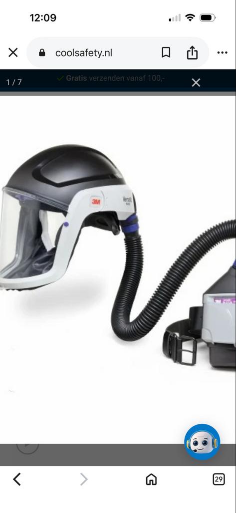 3M Versaflo TR-300+ PAPR met M-307 helm en lader, Ophalen of Verzenden, Met vizier, Gebruikt