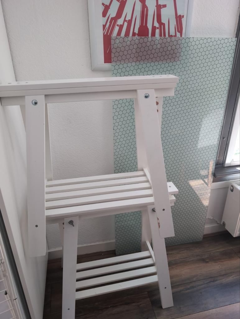 IKEA bureau met glazen plaat, Ophalen, Gebruikt